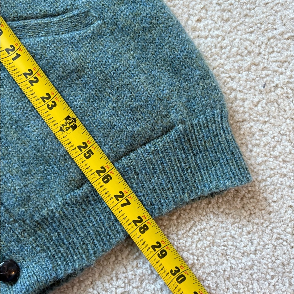Vintage 80s Allen Solly 100% Lambswool Moss Green Cardigan Medium - Picture 8 of 9